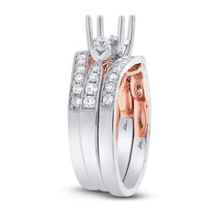 0.86ct 14k Two-tone Rose Gold Diamond Semi-mount Ring 3-pc