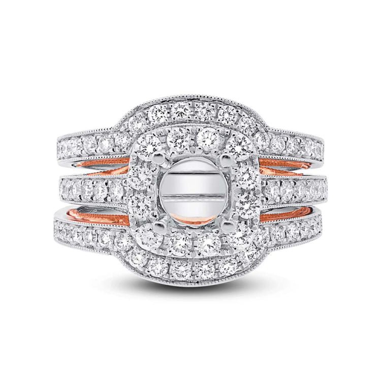 0.98ct 14k Two-tone Gold Diamond Semi-mount Ring 3-pc