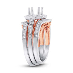 0.98ct 14k Two-tone Gold Diamond Semi-mount Ring 3-pc