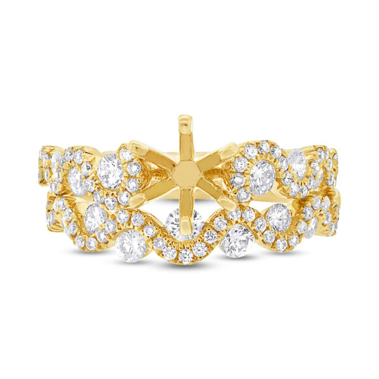 1.04ct 14k Yellow Gold Diamond Semi-mount Ring 2-pc for 1.00ct Center