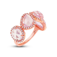 0.27ct Diamond & 4.03ct Rose Quartz 14k Rose Gold Ring