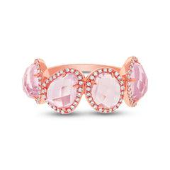 0.27ct Diamond & 4.03ct Rose Quartz 14k Rose Gold Ring