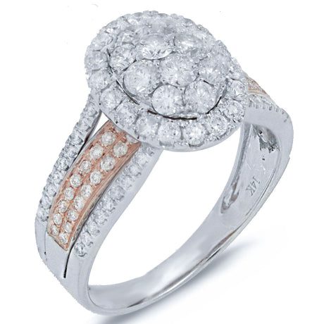 1.23ct 14k Two-tone Rose Gold Diamond Lady's Ring Size 5.75