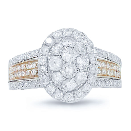 1.23ct 14k Two-tone Rose Gold Diamond Lady's Ring Size 5.75