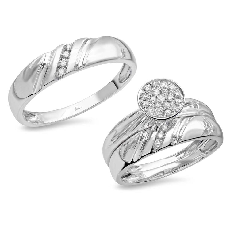 0.22ct 14k White Gold Diamond Trio Set Pave