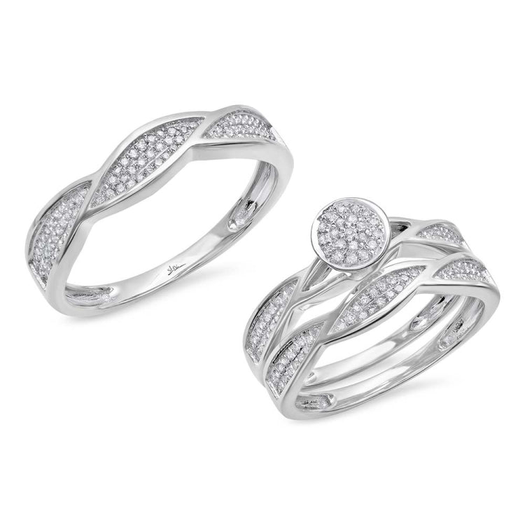 0.42ct 14k White Gold Diamond Trio Set Pave