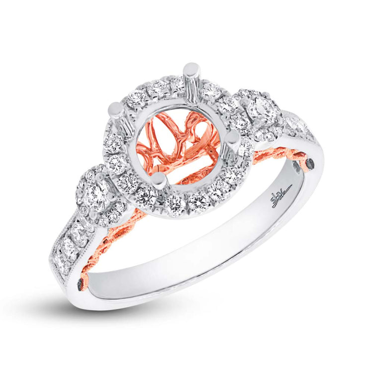 0.60ct 14k Two-tone Rose Gold Diamond Semi-mount Ring