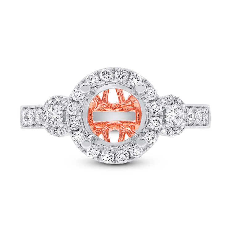 0.60ct 14k Two-tone Rose Gold Diamond Semi-mount Ring