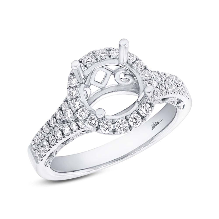 0.60ct 14k White Gold Diamond Semi-mount Ring for 1.75ct Center