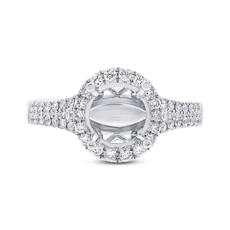 0.60ct 14k White Gold Diamond Semi-mount Ring for 1.75ct Center