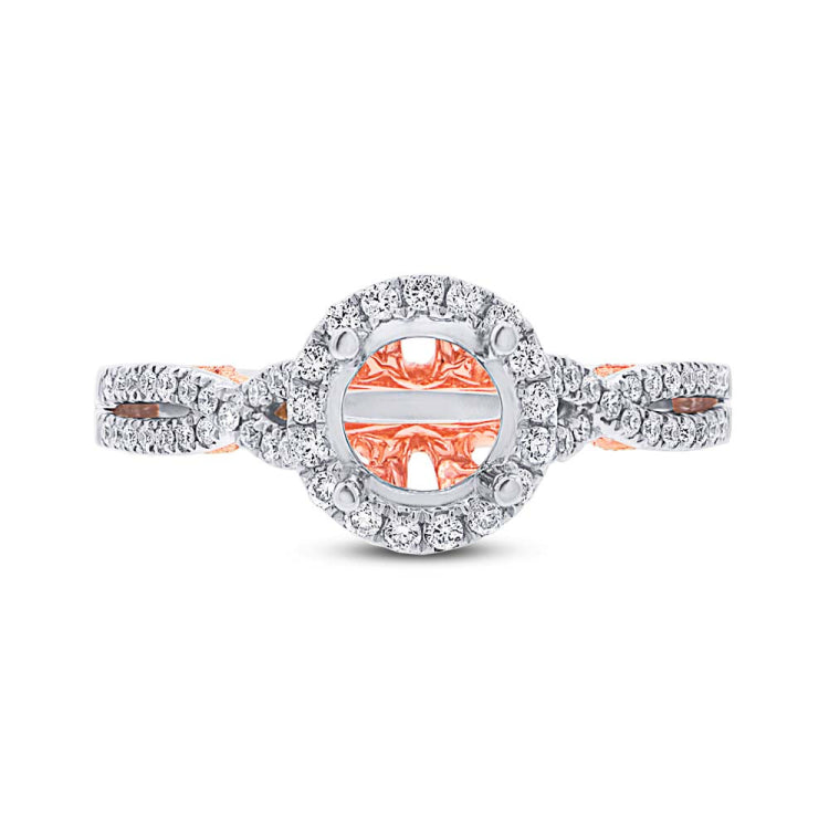 0.32ct 14k Two-tone Rose Gold Diamond Semi-mount Ring