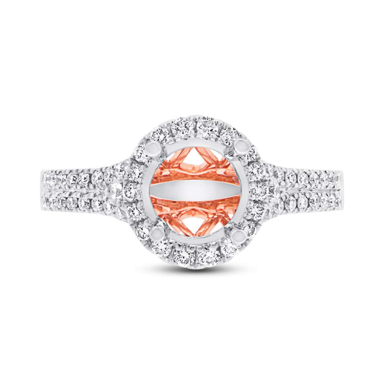 0.49ct 14k Two-tone Rose Gold Diamond Semi-mount Ring