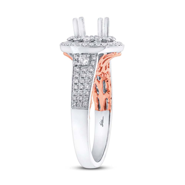 0.70ct 14k Two-tone Rose Gold Diamond Semi-mount Ring