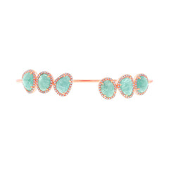 0.39ct Diamond & 5.07ct Amazonite 14k White Gold Bangle