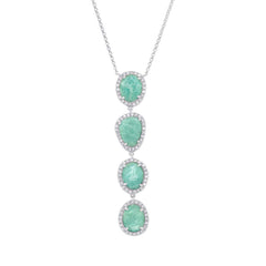 0.26ct Diamond & 3.30ct Amazonite 14k White Gold Necklace