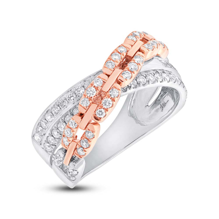 0.67ct 14k Two-tone Rose Gold Diamond Link Bridge Ring