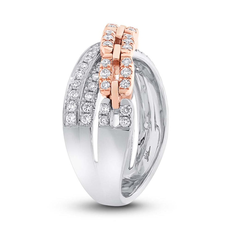 0.67ct 14k Two-tone Rose Gold Diamond Link Bridge Ring