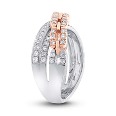 0.67ct 14k Two-tone Rose Gold Diamond Link Bridge Ring