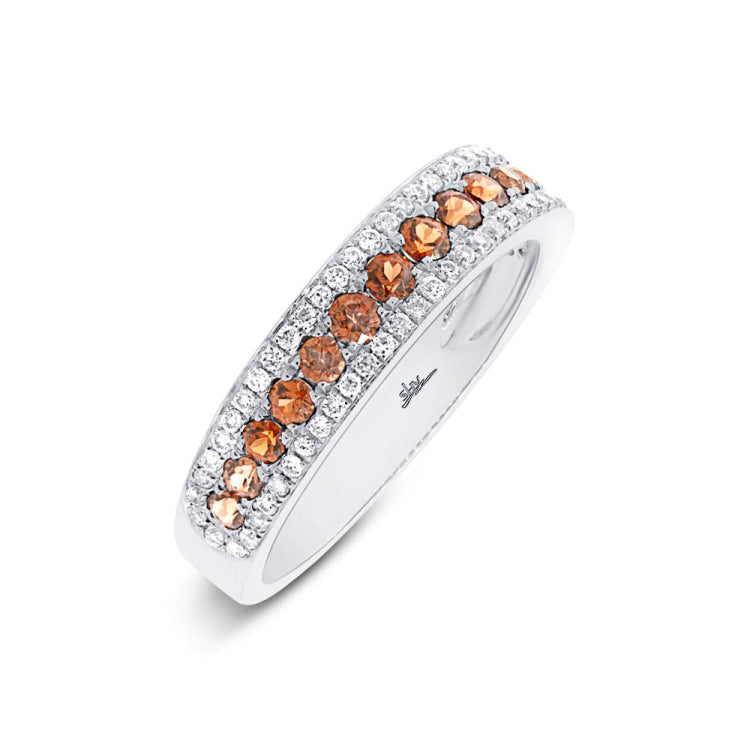 0.23ct Diamond & 0.48ct Red Garnet 14k White Gold Lady's Band