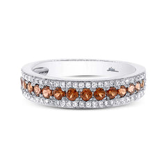 0.23ct Diamond & 0.48ct Red Garnet 14k White Gold Lady's Band