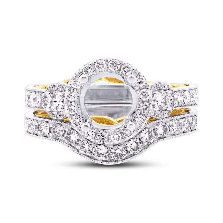 0.86ct 14k Two-tone Gold Diamond Semi-mount Ring 2-pc
