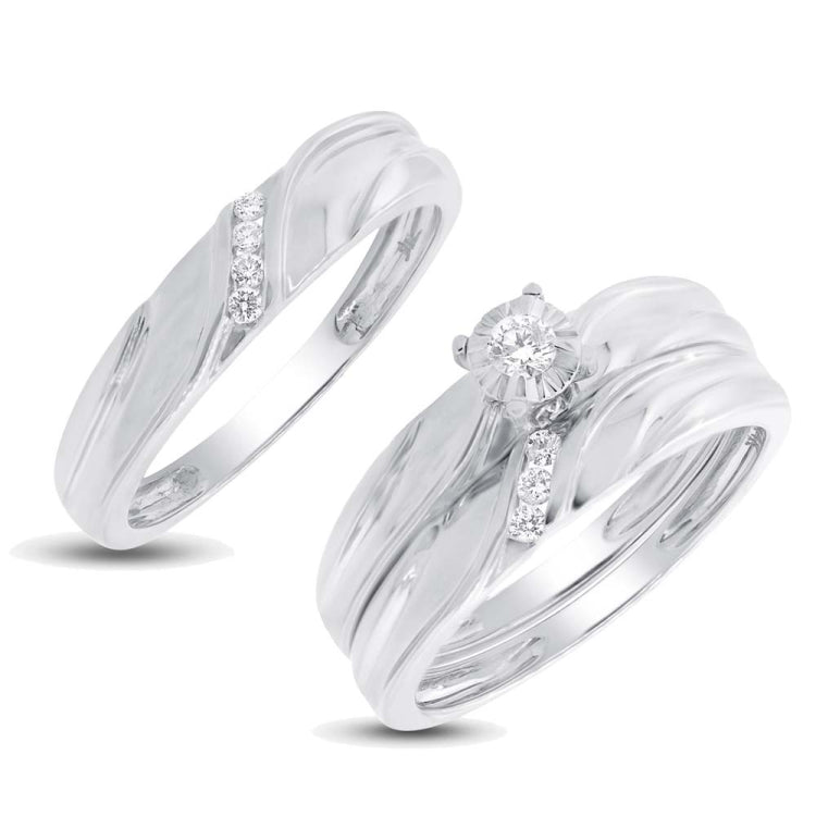0.19ct 14k White Gold Diamond Trio Set
