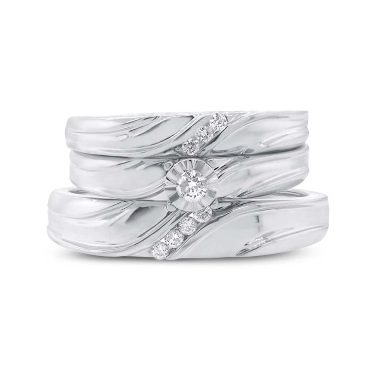 0.19ct 14k White Gold Diamond Trio Set