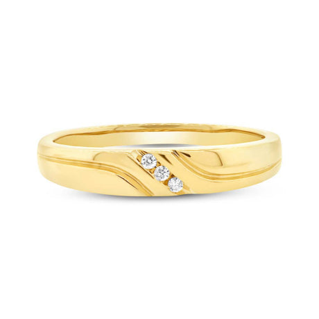0.04ct 14k Yellow Gold Diamond Men's Band Size 9.5