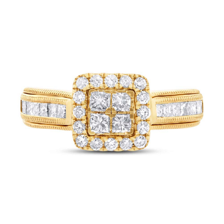 1.03ct 14k Yellow Gold Diamond Invisible Lady's Ring