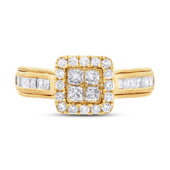 1.03ct 14k Yellow Gold Diamond Invisible Lady's Ring