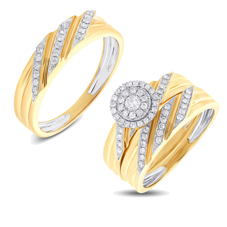 0.48ct 14k Yellow Gold Diamond Trio Set