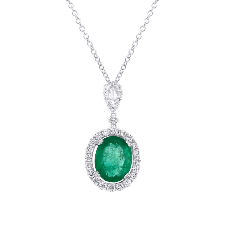 0.96ct Diamond & 4.04ct Emerald 18k White Gold Pendant