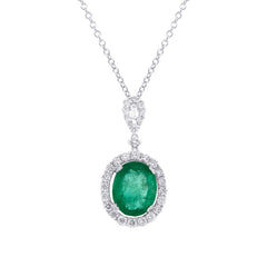 0.96ct Diamond & 4.04ct Emerald 18k White Gold Pendant