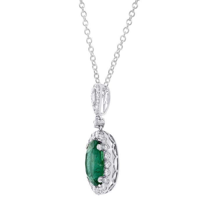 0.96ct Diamond & 4.04ct Emerald 18k White Gold Pendant