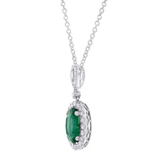 0.96ct Diamond & 4.04ct Emerald 18k White Gold Pendant