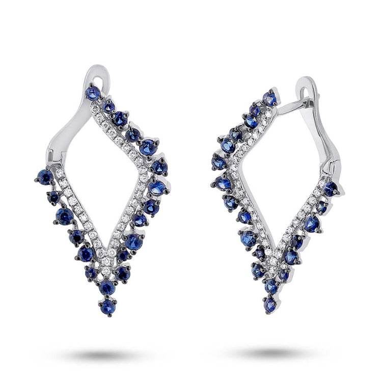 0.25ct Diamond & 1.06ct Blue Sapphire 14k Whtie Gold Earring