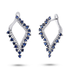 0.25ct Diamond & 1.06ct Blue Sapphire 14k Whtie Gold Earring