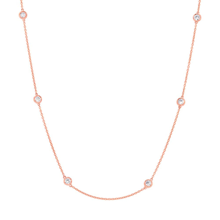1.02ct 14k Rose Gold 18" Diamonds By The Yard Chain