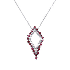 0.19ct Diamond & 0.81ct Ruby 14k White Gold Necklace