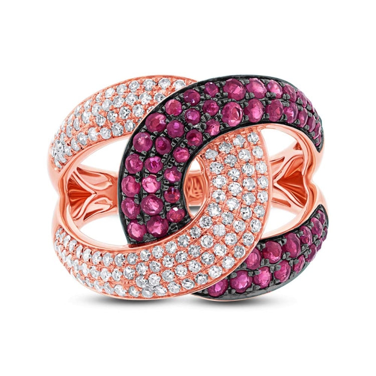0.59ct Diamond & 1.15ct Ruby 14k Rose Gold Ring
