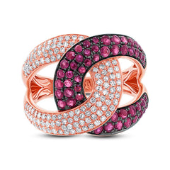 0.59ct Diamond & 1.15ct Ruby 14k Rose Gold Ring