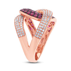 0.59ct Diamond & 1.15ct Ruby 14k Rose Gold Ring