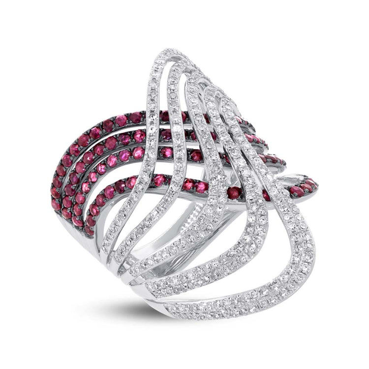 1.03ct Diamond & 1.42ct Ruby 14k White Gold Ring
