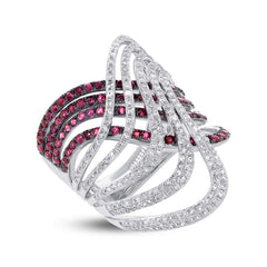 1.03ct Diamond & 1.42ct Ruby 14k White Gold Ring