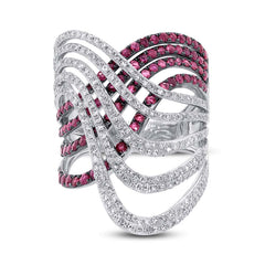 1.03ct Diamond & 1.42ct Ruby 14k White Gold Ring