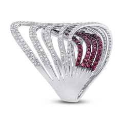 1.03ct Diamond & 1.42ct Ruby 14k White Gold Ring