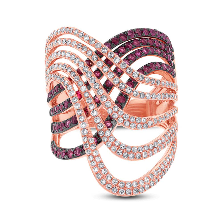 1.03ct Diamond & 1.42ct Ruby 14k Rose Gold Ring