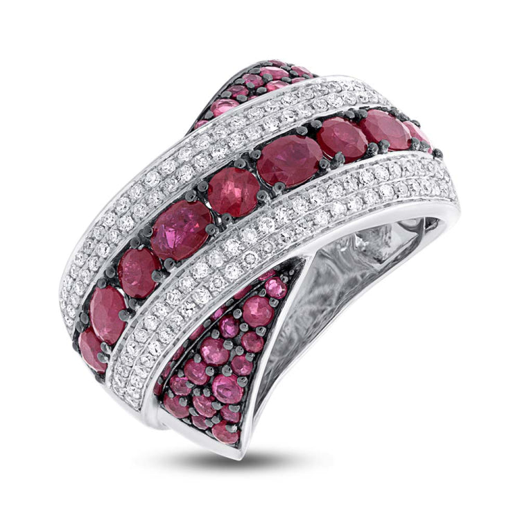 0.57ct Diamond & 2.36ct Ruby 14k White Gold Ring