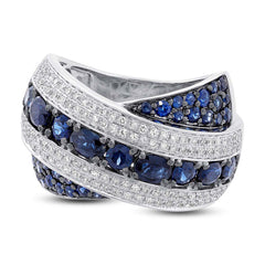 0.57ct Diamond & 2.25ct Blue Sapphire 14k White Gold Ring