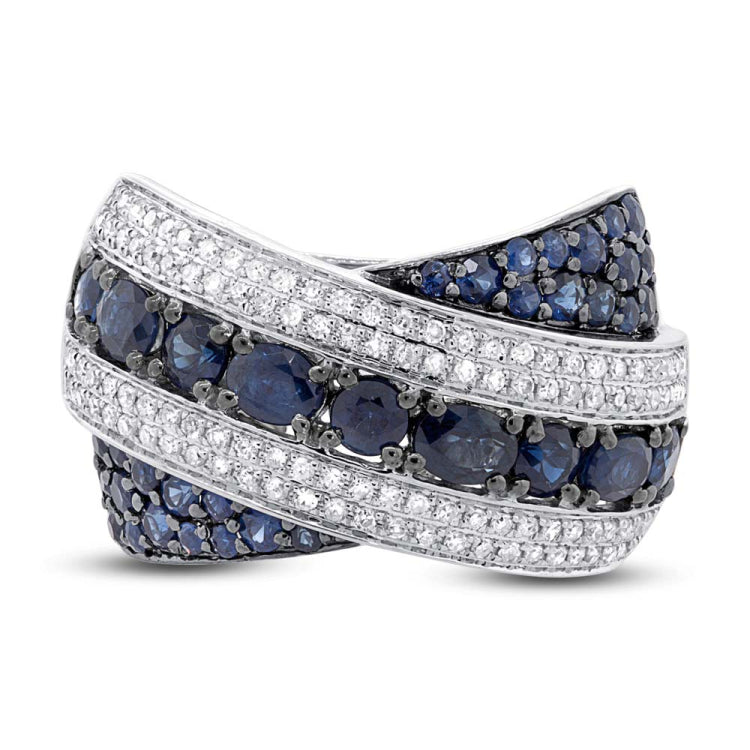 0.57ct Diamond & 2.25ct Blue Sapphire 14k White Gold Ring